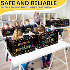 Honoson 24 Pcs Bulk Inspirational Privacy Folders for Students Cardboard Test Privacy Boards Motivational Words Desk Dividers Shield for Classroom School Study Supplies, 6 Styles(Polka Dots)