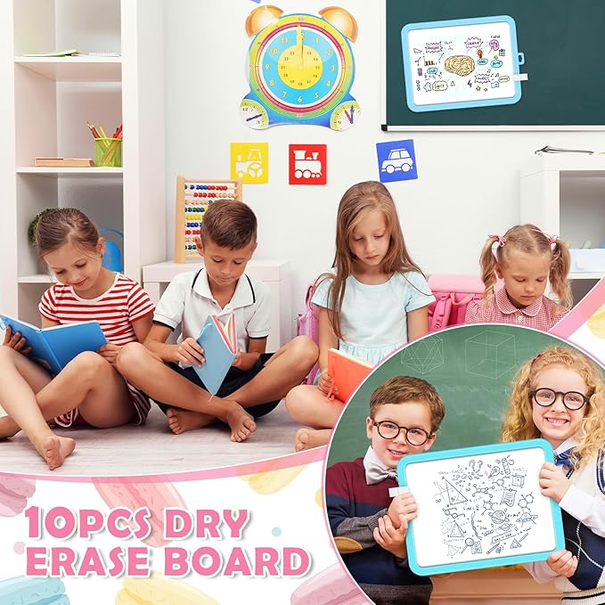 Outus 10 Pcs Dry Erase Mini White Boards Bulk 8.5 x 11'' Small Magnetic Whiteboard Double Sided Colored Writing Boards for Kids Students Locker Fridge(Macaron Color)