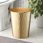 Monarch Abode Metal Bathroom Trash Can – Waste Basket for Bedroom, Office Desk, & Dorm, Hand Hammered, Durable Decorative Brushed Gold Small Trash Can Bathroom Garbage Bin Wastebasket