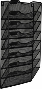 EasyPAG 8 Pocket Mesh Wall File Organizer, Hanging Paper Folder Holder with Classify Label, Vertical Wall Mount Mail Organizer for Office Home Classroom, Black
