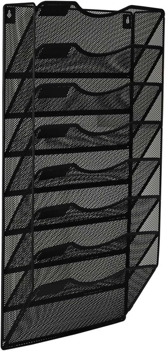 EasyPAG 8 Pocket Mesh Wall File Organizer, Hanging Paper Folder Holder with Classify Label, Vertical Wall Mount Mail Organizer for Office Home Classroom, Black