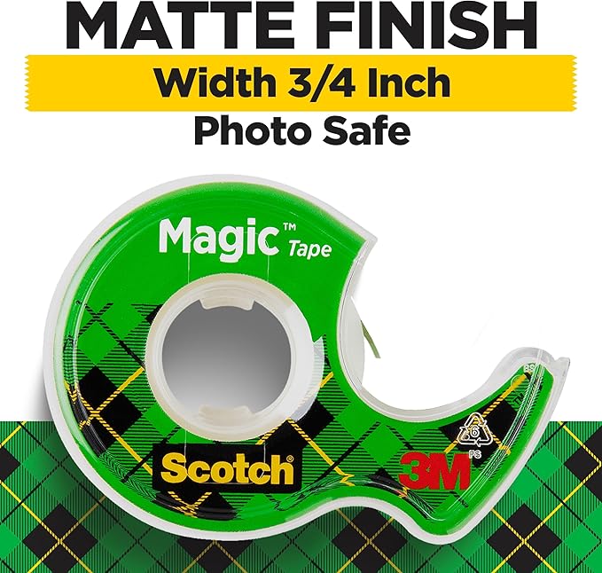 Scotch Gift Wrap Tape & Magic Tape Bundle – 12 Rolls (6 Gift Wrap + 6 Magic), 3/4 in x 650 in Each, with Dispensers