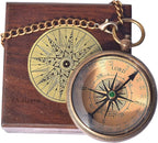 Trust in The Lord With All Your Heart - Proverbs 3:5-6 Quote Engraved Compass With Wooden Box, Greeting Card, Gift Compass, Graduation Day Gifts 2024 for Women Men Boys Girls