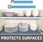 Drymate Premium Luxury Shelf & Drawer Liner, Thick Cushioned Fabric, Non-Adhesive, Absorbent, Waterproof, Slip-Resistant, Liners for Kitchen Cabinets, Cupboards (USA Made)(12”x59”)(24-Pack)(Blue)