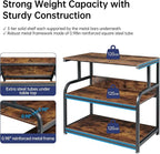 Fannova 32.3" Wide Extra Large Printer Stand, 3 Tier Printer Table with Adjustable Storage Shelf, Rolling Printer Cart with Industrial Wheels for Home Office, Rustic Brown