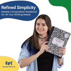 EPI 6 Pack College Ruled Composition Notebook Black - 200 Pages (100 Sheets), 9-3/4 x 7-½ - Classroom Back to School Supplies, Heavy Duty, Durable Hardcover Office Notebooks, Sewn