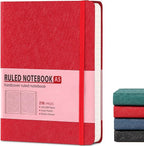 TSFPapier Lined Journal Notebook for Women Men 216 Pages A5 Hardcover Journals for Writing Daily Journaling Notebook for Work, School, Note Taking, Business, Travel Red