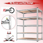 REIBII 2020LBS Garage Shelving Heavy Duty Metal Shelving 5 Tier Storage Shelves, Garage Shelves for Basement, Warehouse, Pantry, Closet, Kitchen, 72" H x 35.55" W x 16" D, Galvanized, 2 Pack