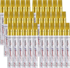 Overseas Metallic Gold Paint Marker Pens - 36 Pack Oil-Based Permanent Markers Set, Quick Dry, Waterproof, Medium Tip Paint Pens Bulk for Wood, Metal, Rock, Ceramic, Plastic, Canvas, Glass, Rubber
