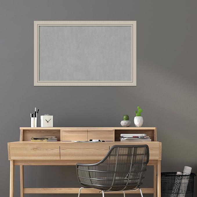 Amanti Art Silver Framed Magnetic Board 28x44 Large Vision Board for use with Magnets, 100% Metal Sheet to Display Items as Office Decor or for Home Organization in mudroom, Kitchen or Kids Room