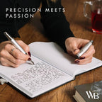 Wordsworth & Black Majesti Fountain Pen-(Silver), Luxury Case, 24K Gold Finish; 18K Gilded Medium Nib- Ink Cartridges, Refillable Ink Converter-Calligraphy Pen-Best Business Gift Set for Men & Women