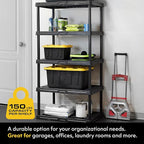 CENTREX CX 5-Tier (72”H x 36”W x 18”D) Plastic Storage Shelving Unit (Black) 2 Pack, Heavy Duty, 150lbs Per Shelf Capacity, Indoor/Outdoor Storage Organization in Home, Garage, Office, Easy Assembly