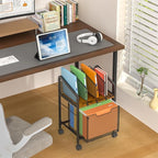 Tiaoheka Rolling File Cabinet with Adjustable Dividers, Vertical Filing Cabinet with Storage Drawer on Lockable Wheels, Hanging File Organizer Beside Under Desk for Office, Home（Patent Pending）