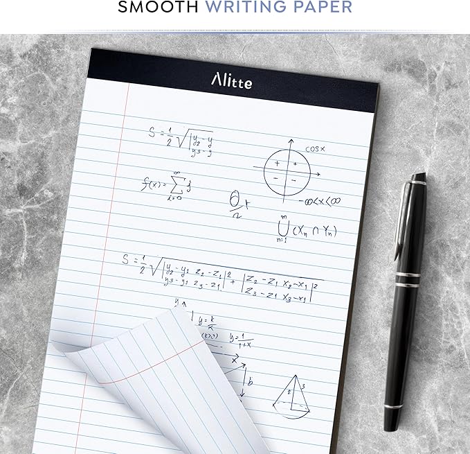 Alitte Legal Notepads 8.5 x 11, Pack of 3 - Perforated Wide Ruled Writing Pad - Premium Thick Paper, No Ink Bleeding - Blank Legal Pads For Home, Office, School, Business - 50 Sheets Per Notebook