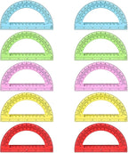 Hoiny 10 Pack Clear Protractor, 6 Inch Plastic Protractors, 180 Degrees Accurate Math Geometry Tools for School, Office, Classroom (Mixed Colors)