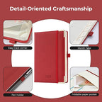 IN-luxpro Daily Planner 2026 with One Page Per Day,(A5-8.5" x 5.9"),12 Months Calendar Hourly Appointment Book Monthly Tabs & Self-adhesive Pen Holder,Inner Pocket, Vegan Leather Hardback,Red