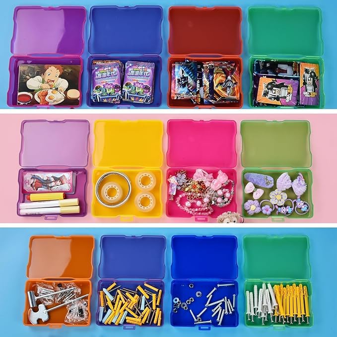 Haundry Photo Storage Box with 16 Inner 4" x 6" Photo Case, Portable Storage Organizer with Handle Craft Keeper for Picture, Stickers, Stamps, Screws, Hair Clips, Colored