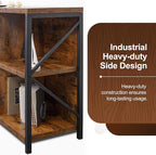 VAKATRELL 8 Cube Storage Organizer Bookshelf, Industrial Horizontal Bookcase, Accent Cubby Shelf, Media Console Table for Living Room, Home Office, 13.6" D x 63" W x 30.9" H, Rustic Brown