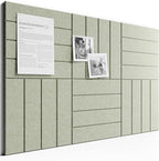 Bumusty Large Cork Board Alternative-36 x24 Felt Bulletin Board Tiles, with 30 Pushpins, 40 Adhesive Tabs, 6-Pack Slat Wall Paneling, Cork Boards for Office Push Pin Board Felt Board-Sage