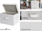 StorageWorks Fabric Storage Bins with Lid, Decorative Storage Boxes for Shelves, Stackable Closet Organizer Basket with Handles, Large, Stripes, 2-Pack
