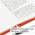 feela 15 Pack Pocket Small Notebooks Bulk, Mini Cute Notepads Hardcover College Ruled Lined Journals with Pen Holder for School Business Memos, with 15 Black Pens, 3.5”x 5.5”, A6, Orange