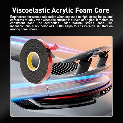 Automotive Acrylic Plus Attachment Tape 0.55" x 18Ft Made of 3M Double Sided Tape PT1100 Heavy Duty for Moldings Claddings Panels Pads and Other Car Automotive Applications