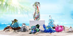 EUSTUMA Hand Blown Glass Sea Turtle with Babies Figurines,Sea Animal Ornament for Home Decor,Sea Animals Collection for Birthday Gift,Glass Tortoise Sculpture