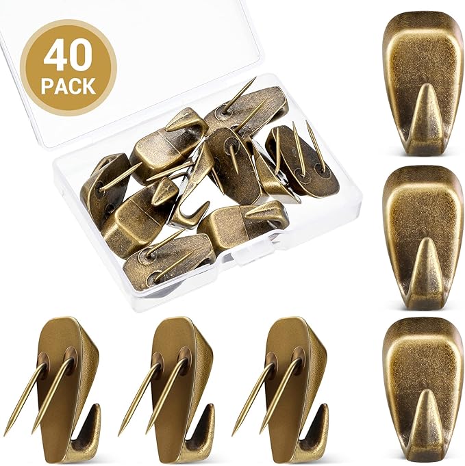 LEIFIDE Cubicle Hooks Fabric Panel Wall Hooks Cubicle Clips Picture Hangers for 40 Lbs Office Home Kitchen Room Board Hanging Supplies(Bronze,40 Pieces)