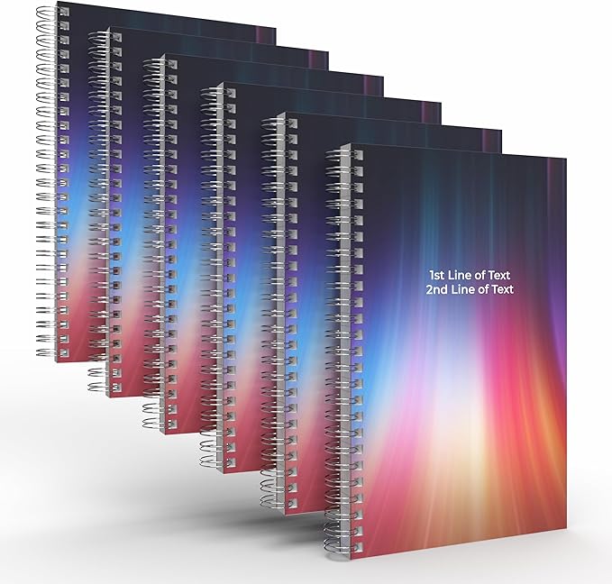Custom Spiral Notebook Journals with a Rainbow Design 1 Colored Cover - 6 Pack of 5" x 8" – College Ruled, Hard Cover, 50 Sheets Per Book – For Journaling, Office, School Supplies, etc.