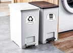 Strong Trash and Recycle Magnets, 3.5" Recycle Magnet for Trash Can, Magnetic Recycling Stickers for Kitchen Garbage Can and Recycling Bins with 4 Adhesive Stickers, Made in USA, White 2 Pcs