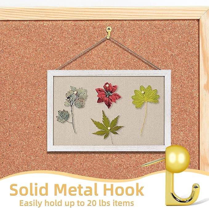 Gold Push Pins Set, 310 Pcs Decorative Thumb Tacks for Cork Board with Push Pin Hooks & Clips, 5 Styles Office Pushpins Set in Storage Box for Bulletin Board, Maps, Photos, Notes