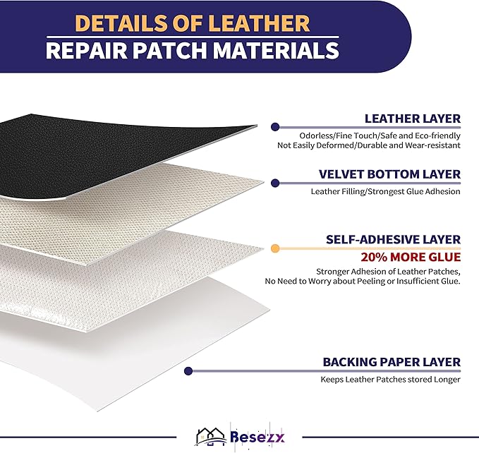 Leather Repair Patch Tape Kit, Self Adhesive Leather Repair for Furniture, Couch, Sofa, Car Seats,Office Chair,Vinyl Repair Kit.30inx16in