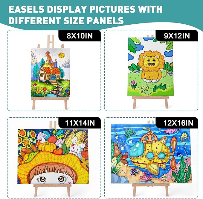 ESRICH 12Pack16in Tabletop Easel,Tabletop Easel for Painting Party, Wooden Tabletop Display Easels,Painting Easel for Displaying Canvases, Photos, Display Tripod Holder Stand for Students Kids