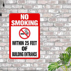 Locmorly No Smoking Within 25 Feet Of Building Entrance Sign, 8x12 Inch, Aluminum Sign