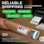 IDL Packaging Cardboard Mailing Tube, 4" x 48" with Plastic Caps - USA-Made USPS Approved Poster Tube for Documents & Blueprints - Reinforced Mailing Cylinders for Shipping & Storage