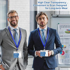 100 Pcs Lanyards for ID Badges and 100 Pcs Clear Name Tag Holders Reusable Lanyard with Clip Plastic ID Card Badge Holder Name Badges for Adults Kids Business School Office Supplies (Blue)
