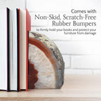 Nature's Decorations Agate Bookends - A Quality Brown Geode with Non-Skid Rubber Bumpers for Shelves, Office, Home Decor - Heavy Duty Cool Crystal Stone (3-4 LB)