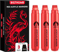 BIGTHUMB 3 Pcs Red Jumbo Permanent Markers: 15mm Wide Tip Thick Acrylic Paint Pen Large Calligraphy Marker for Rock Painting, Poster, Sign, Canvas, Glass, Wood, Ceramic