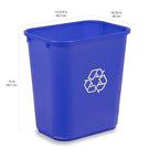 Amazon Basics Rectangular Commercial Office Wastebasket, w/Recycle Logo, 7 gallon (Pack of 2), Blue