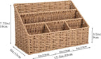DINGTAI Rattan Desk Organizer, Tabletop Mail Holder, 5 Slot Mail Organizer Countertop Basket, Rattan Office Supplies, Boho Office Desk Accessories, Wicker Desk Organizer, Magazine Holder（Wicker）