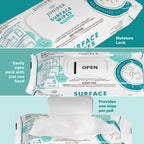 Juniper CLEAN 3 Pack Surface Cleaning Wipes Bleach Free, All-Purpose Cleaner for Bathroom, Kitchen, Office, 72 Count Soft Flow, Fresh Scent, Lint Free & Durable