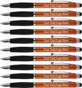 SyPen Personalized Pens With your Custom Logo or Text-300 Pack Bulk-for Businesses, Parties, and Events, 2 in 1 Ballpoint Pen & Stylus for Touchscreen Devices, Orange Barrel, Black Ink