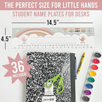 Desk Name Tags for Classroom – 36 Student Name Plates for Classroom Kindergarten, Preschool, 1st, 2nd & 3rd Grade, 14.5 x 4in Teacher Nameplates for Student Desks, Boho Nametags