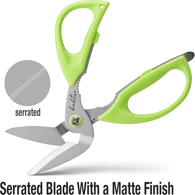 Beaditive Heavy Duty Multipurpose Angled Craft Scissors 7" - Japanese Stainless Steel, Serrated Blade - Craft Shears for Cardboard, Plastic, Leather, Fabrics, and Packaging