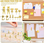 Sawysine 600 Pcs Decorative Push Pins, Gold Thumb Tacks 6 Types Cute Push Pin Clips for Bulletin Board Wall Cork Board Colorful Classroom Decor Teacher Must Haves Supplies School Crafts Project