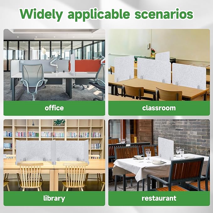 Desk Privacy Panel 2PCS 23.6" x 23.6" and 1PCS 47.2" x 23.6" Acoustic Panel Portable Desk Partition Desk Divider Noise Visual Isolate Table Divider for Student Study Reception Area Office Library