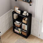 ChooChoo 3-Tier Bookcase, Wooden Bookshelf, Farmhouse Bookshelf with Open Storage, Tall Bookcase for Bedroom and Home Office, Black