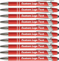 HEYZARDA Personalized Pens with Name Text Logo Custom Ballpoint Pen for Business Office Events with Stylus for Touchscreen 10 Pcs Red