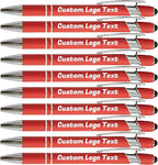 HEYZARDA Personalized Pens with Name Text Logo Custom Ballpoint Pen for Business Office Events with Stylus for Touchscreen 10 Pcs Red