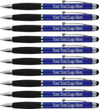 SyPen Personalized Pens With your Custom Logo or Text-600 Pack Bulk-for Businesses, Parties, and Events, 2 in 1 Ballpoint Pen & Stylus Compatible with Touchscreen Devices, Blue Barrel, Black Ink